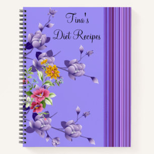 Spiral Notebook Purple Stripe Floral Diet Recipes