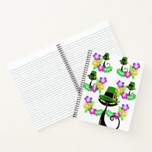Spiral Notebook St. Patrick's Day Cat Floral