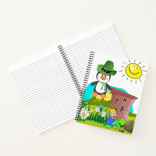 Spiral Notebook St. Patrick's Day Penguin (Inside)