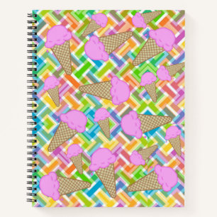 Spiral Notebook Strawberry Ice Cream Chevron