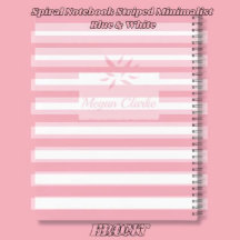 Spiral Notebook Striped Minimalist Pink & White