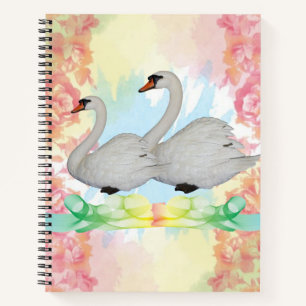 Spiral Notebook Swan Floral