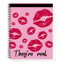 Spiral Notebook They're Real Lip Kisses College 