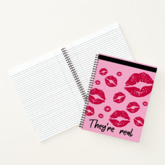 Spiral Notebook They're Real Lip Kisses College