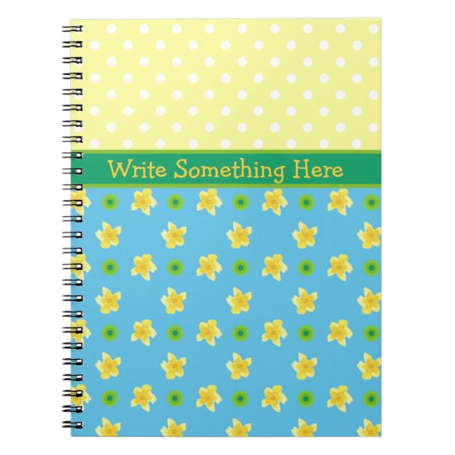 Spiral Notebook to Personalise Primroses, Polkas (Front)