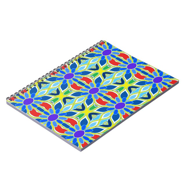 Spiral Notebook, Vibrant colourful seamless patter Notebook (Left Side)