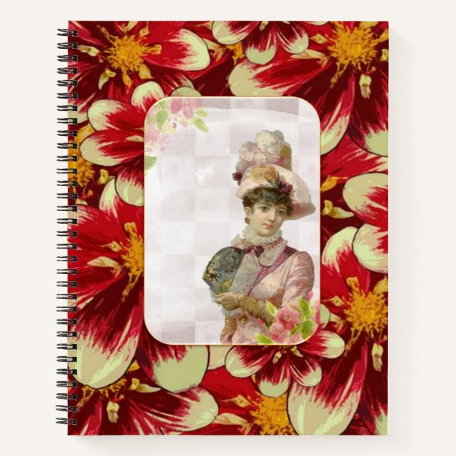 Spiral Notebook Victorian Woman Floral (Front)