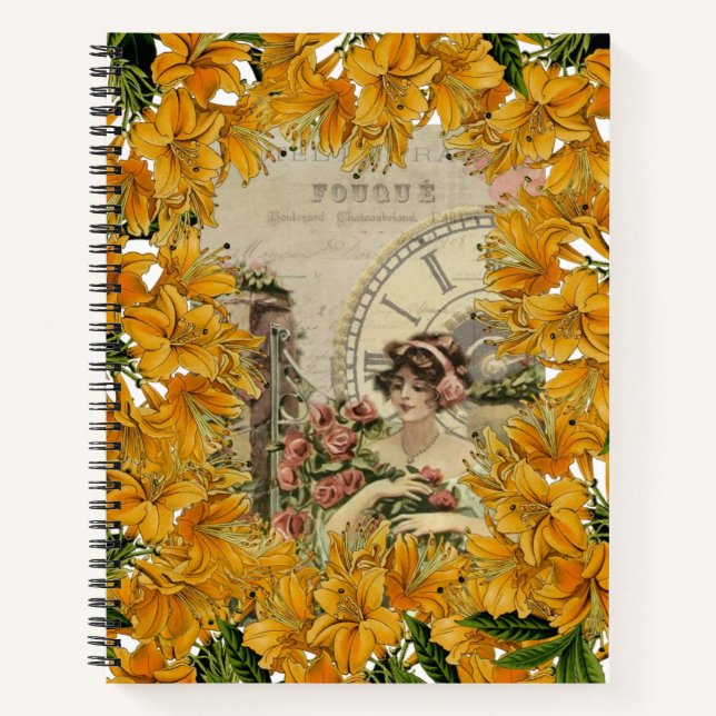 Spiral Notebook Victorian Woman Floral (Front)