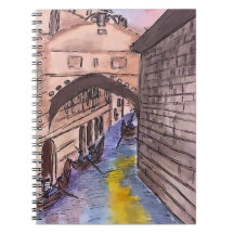 Spiral notebook - Watercolor Venice Canals cover