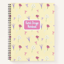 Spiral Notebook | Wildflowers & Bows in Yellow