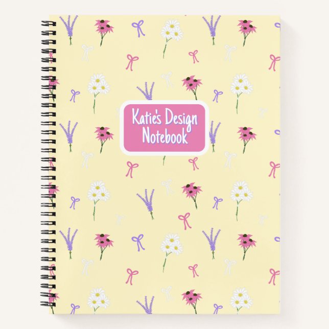 Spiral Notebook | Wildflowers & Bows in Yellow (Front)