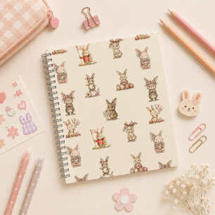 Spiral notebook with cute bunny design