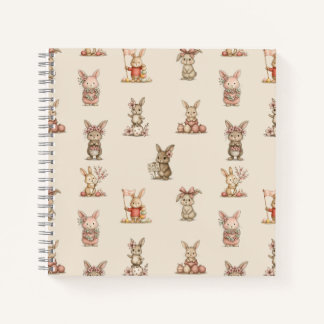 Spiral notebook with cute bunny design