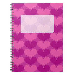 Spiral notebook with cute pink heart pattern