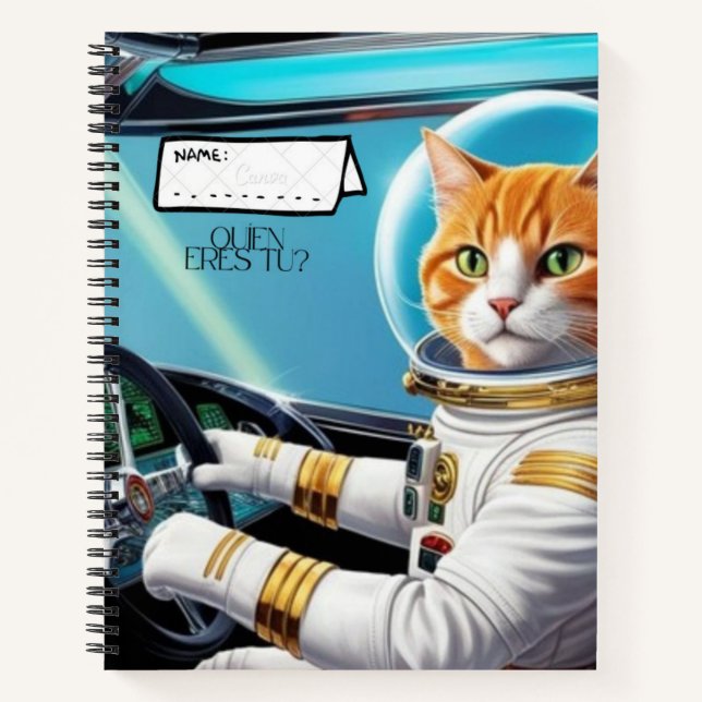 Spiral notebook with great cat design. (Front)