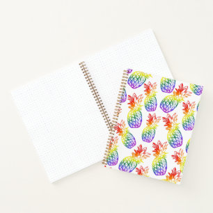 Spiral Notebook with rainbow pineapple