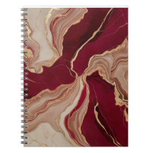 Spiral Notebook with red marble design
