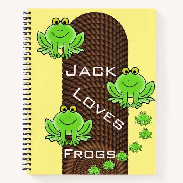 Spiral Notebook Yellow Green Frogs Rope (Front)