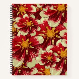 Spiral Notebook Yellow Red Floral