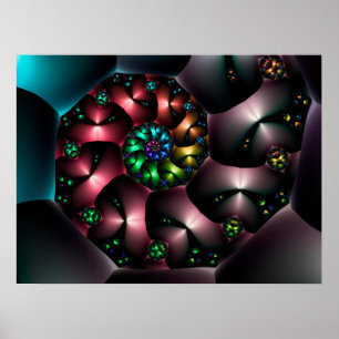 Spiral of Colourful Shapes Poster