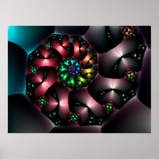 Spiral of Colourful Shapes Poster (Front)