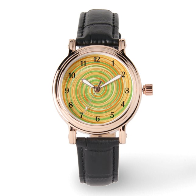 Spiral of Fun Citrus Colours Black Numbers Watch (Front)