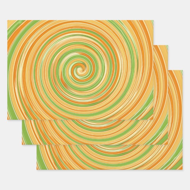Spiral of Fun Citrus Colours  Wrapping Paper Sheet (Set)
