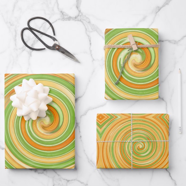 Spiral of Fun Citrus Colours  Wrapping Paper Sheet (Front)
