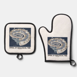 Spiral Of Geological Time Earth's History Spiral Oven Mitt & Pot Holder Set
