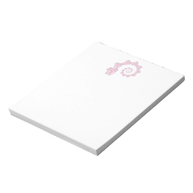 Spiral of Pink Elephants. Fun Cartoon. Notepad (Rotated)