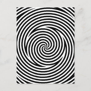 Spiral Optical Illusion Black White Circles Spin Postcard