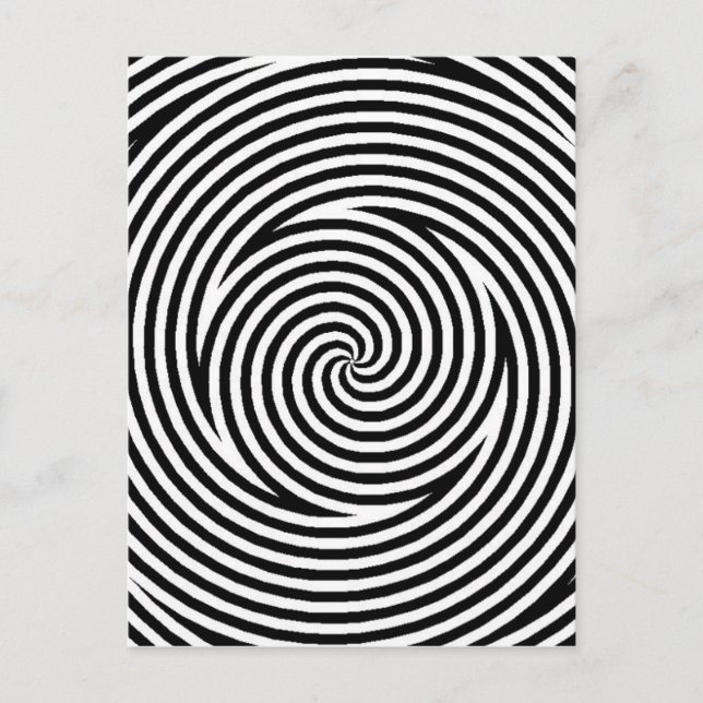 Spiral Optical Illusion Black White Circles Spin Postcard (Front)