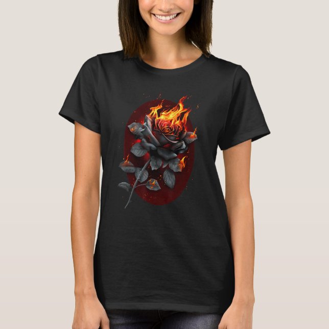 Spiral Original - Flaming Rose - Gothic Rose T-Shirt (Front)