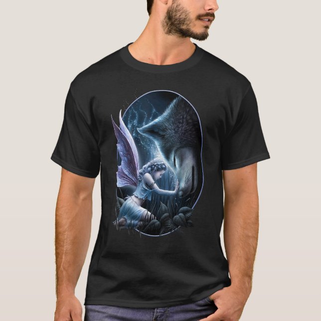 Spiral Original - Sacred Bond - Fairy and Wolf T-Shirt (Front)