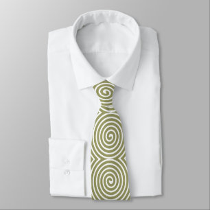 Spiral Pattern - Khaki and White Tie