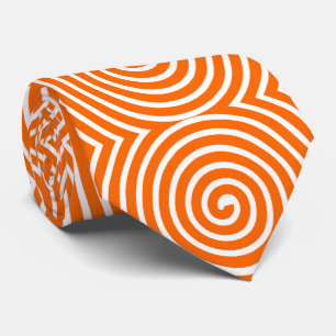 Spiral Pattern - Orange and White Tie