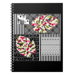 Spiral Photo Notebook Abstract patchwork quilting 