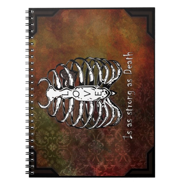 Spiral Photo Notebook Illustrative Ribcage Grunge (Front)