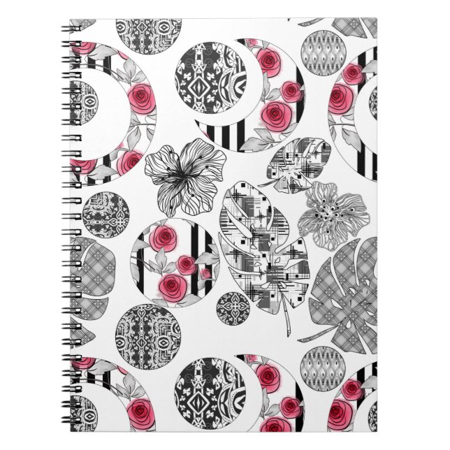 Spiral Photo Notebook,Red and Black, Quilting  Notebook (Front)