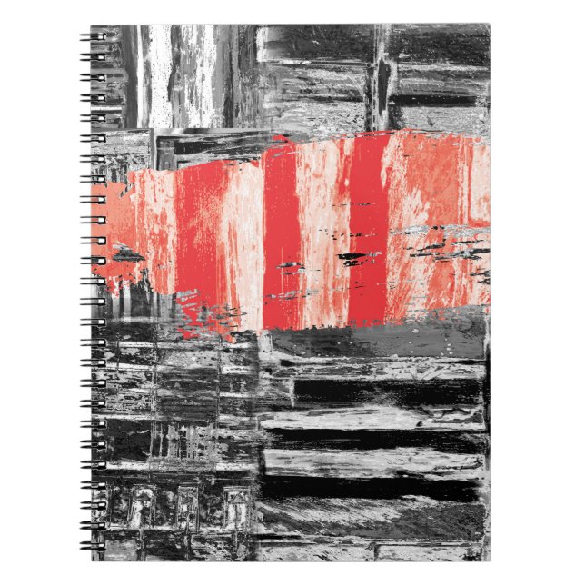 Spiral Photo Notebook – Red Pulse Abstract Design (Front)