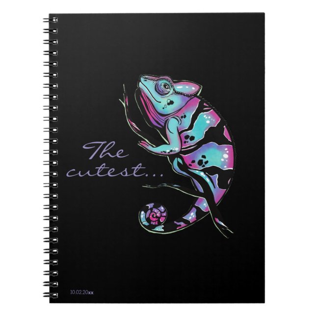 Spiral Photo Notebook with a cute chameleon design (Front)