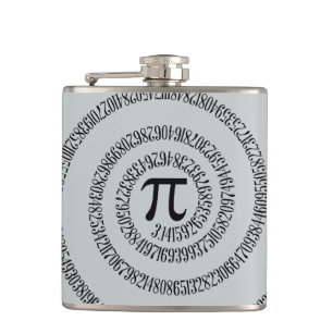 Spiral Pi Click Customise to Change Grey Colour Hip Flask