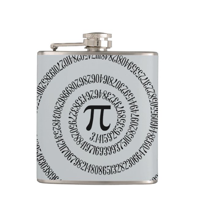Spiral Pi Click Customise to Change Grey Colour Hip Flask (Front)