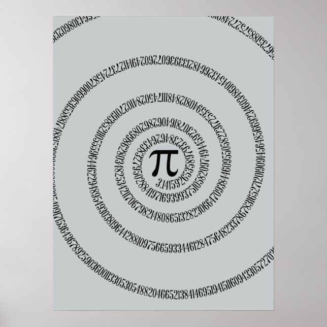 Spiral Pi Click Customise to Change Grey Colour Poster (Front)