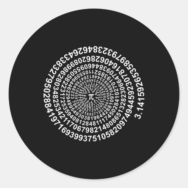 Spiral Pi Math Shirt  Classic Round Sticker (Front)