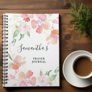 Spiral Pink Floral Prayer Journal Notebook