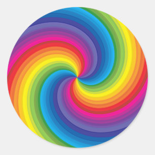 Spiral Rainbow Burst Classic Round Sticker
