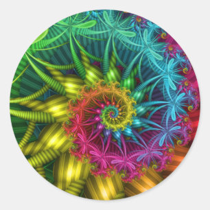 Spiral Rainbow Fractal Classic Round Sticker