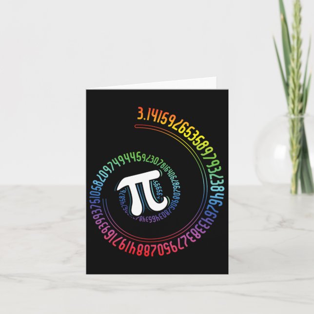 Spiral Rainbow Nerd Math Geek Mathematician Pi Day Card (Front)