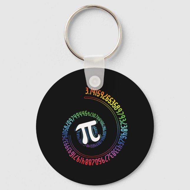 Spiral Rainbow Nerd Math Geek Mathematician Pi Day Key Ring (Front)